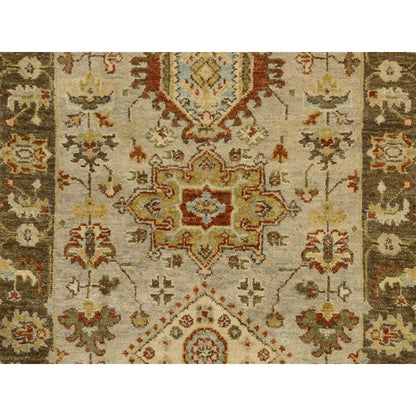 2'6"X21'10" Light Gray Medallions Hand Knotted Karjihooz Wool Runner Rug