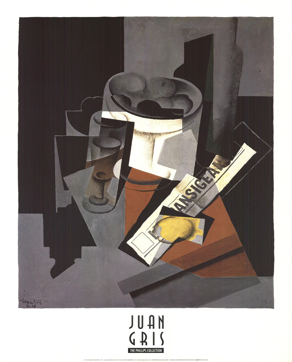 Juan Gris Still Life With Newspaper " Offset Lithograph Cubism