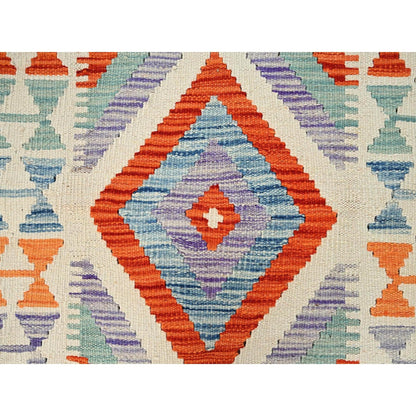 2'10"X8'4" Colorful Afghan Kilim 100% Wool Rug Flat Weave Hand Woven Runner