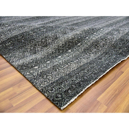 10'X13'10" Gray Hand Knotted Kohinoor Herrita Design 100% Plush Wool Rug