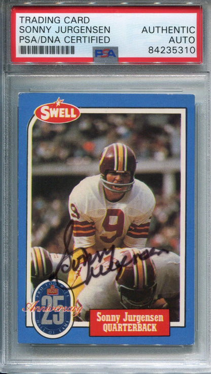 Sonny Jurgensen Swell Autographed Football Card (Psa/Dna)