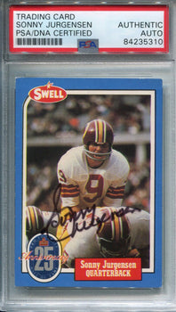 Sonny Jurgensen Swell Autographed Football Card (Psa/Dna)