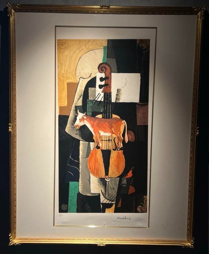 Kazimir Malevich Cow And Fiddle Limited Lithograph 191/300 Ussr Stamp Embossed