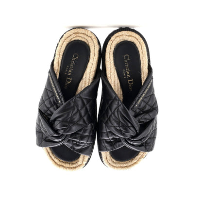 Christian Dior Women'S Dtwist Slide Espadrilles Cannage Quilt Leather