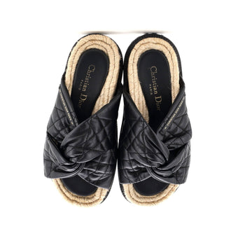 Christian Dior Women'S Dtwist Slide Espadrilles Cannage Quilt Leather
