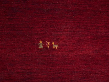 Maroon Red Gabbeh Modern Rug Pictorial Wool Home