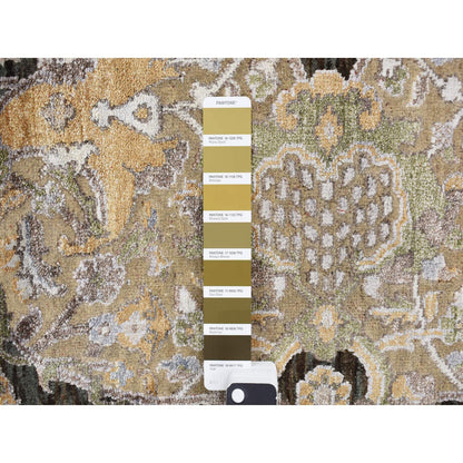 8'3"X9'9" Brown Zoroastrian Influence Silk With Wool Hand Knotted Rug