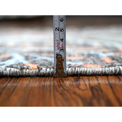 2'5"X17'9" Gray Hand Knotted Wool Peshawar Birds Paradise Xl Runner Rug