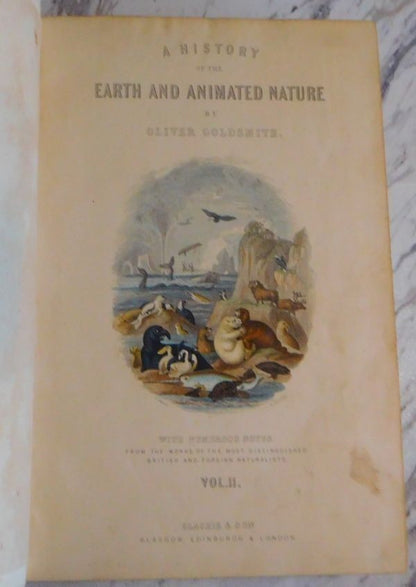 1866 Goldsmith History Of Earth And Animated Nature 2 Vols Blackie Hand-Color
