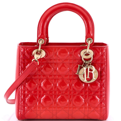 Christian Dior Lady Dior Bag Cannage Quilt Patent Medium