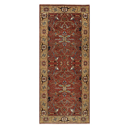 2'6"X6'1" Red Antiqued Fine Heris Recreation Hand Knotted Wool Runner Rug