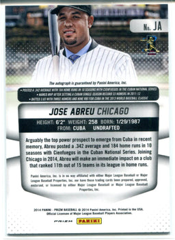 Jose Abreu Autographed 2014 Panini Prizm Holo