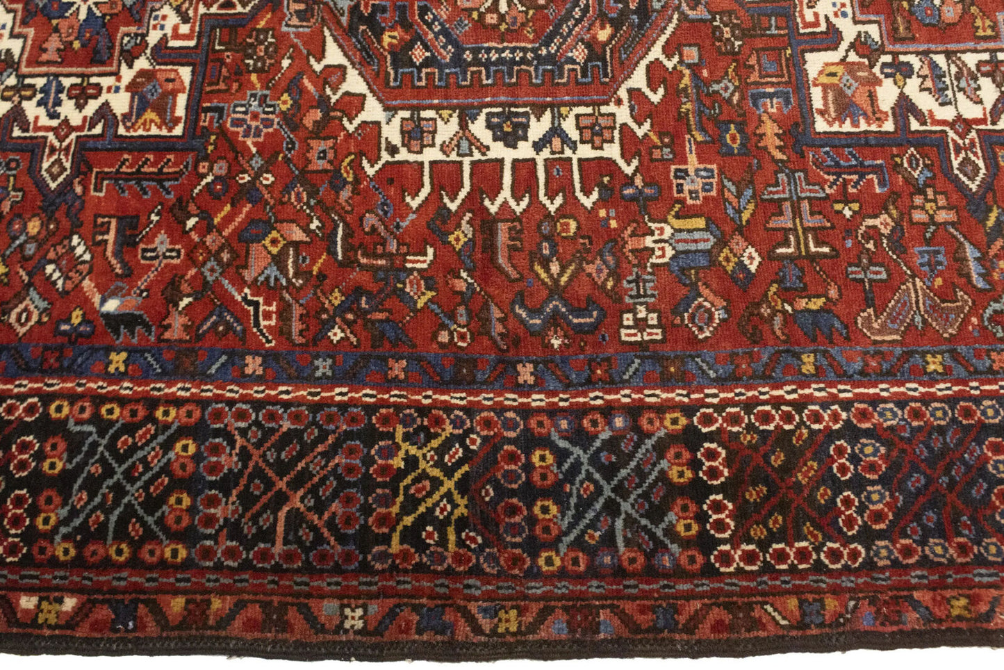 Semi-Antique Oriental Rug Rusty Red Geometric