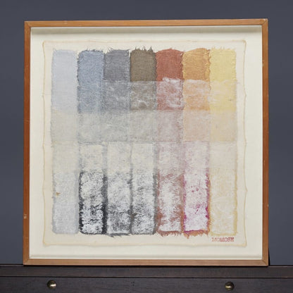 Framed Hisashi Momose Signed Original Painting Mixed media "Square Strips"
