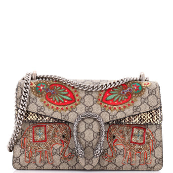 Gucci Dionysus Bag Embroidered Gg Coated Canvas With Python Small