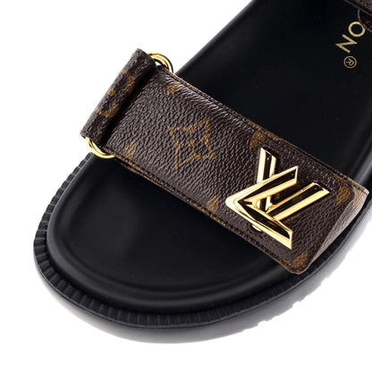 Louis Vuitton Women'S Sunset Comfort Flat Sandals Monogram Canvas