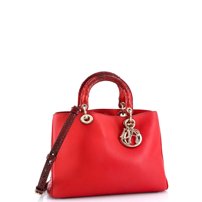 Christian Dior Diorissimo Tote Smooth Calfskin And Python Medium