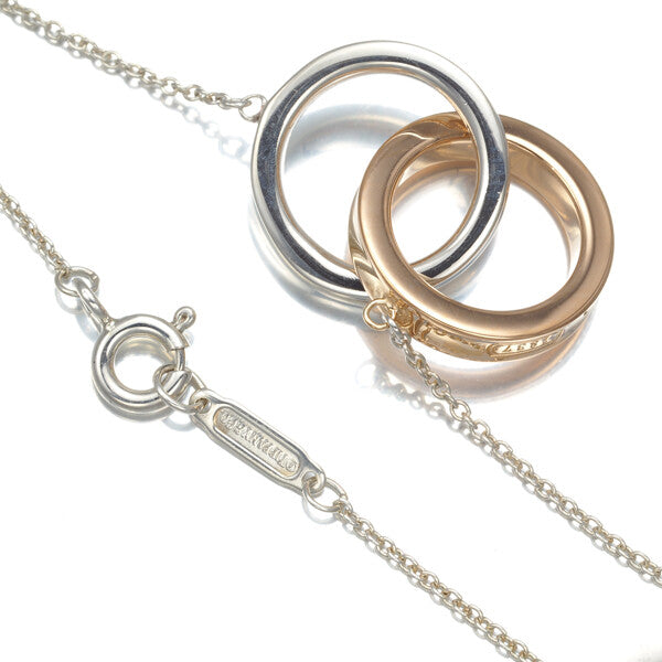 Tiffany&Co. Necklace 1837 Interlocking Circle 925 Sterling Silver/18K Pg