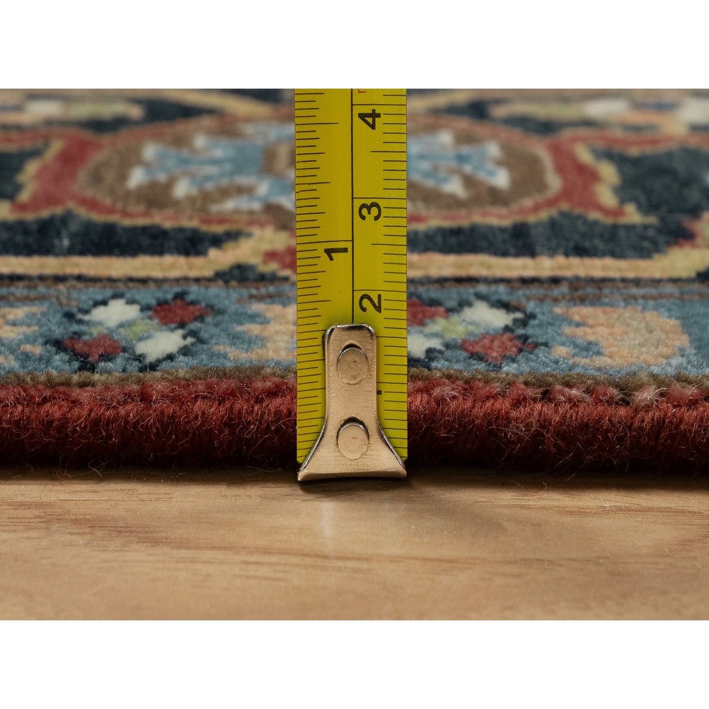 5'X7'2" Red Hand Knotted Wool Rug Antiqued Fine Heris Revival Oriental