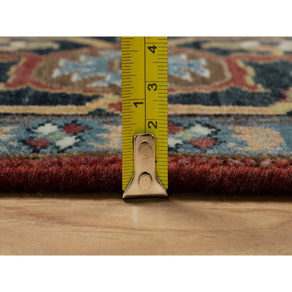 5'X7'2" Red Hand Knotted Wool Rug Antiqued Fine Heris Revival Oriental