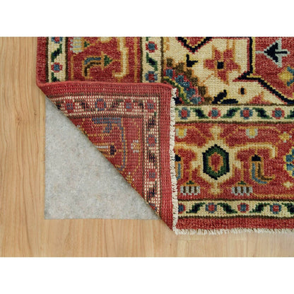 9'X12' Indian Red Hand Knotted Heris Serapi Pure Wool Oriental Rug