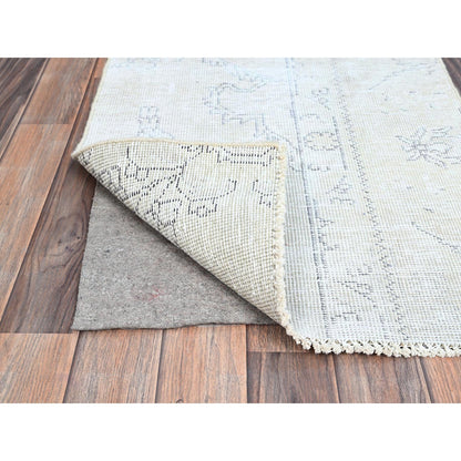 2'2"X5'10" White Fragment Vintage Zoroastrian Tebraz Runner Oriental Rug