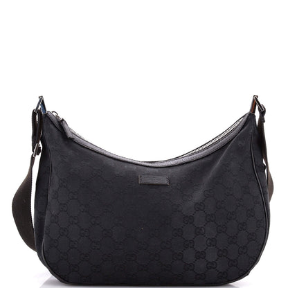 Gucci Saddle Zip Messenger Bag Gg Canvas With Leather Medium