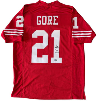 Frank Gore Autographed 49Ers Custom Red Jersey (Beckett Witness)