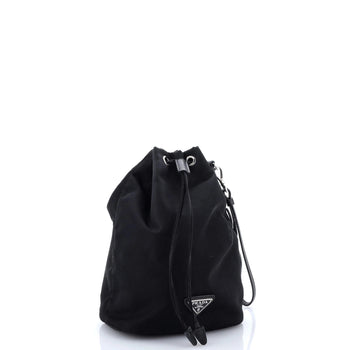 Prada Drawstring Wristlet Bucket Bag Tessuto Small
