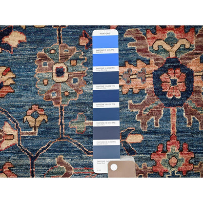 Rug 4'3"x10'3" Sailor Blue Wool Heris All Over Design Hand Knotted Runner