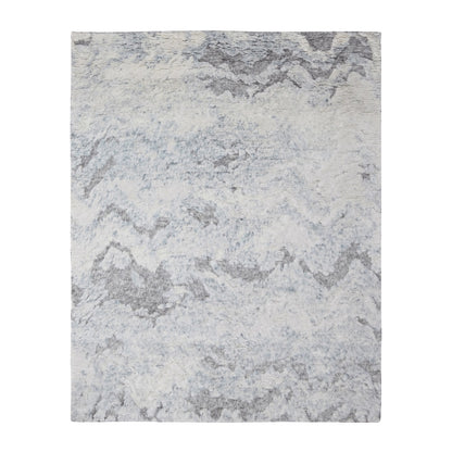 8'X9'10" Ivory Thick & Plush Moroccan Contemporary Wool Hand Knotted Rug