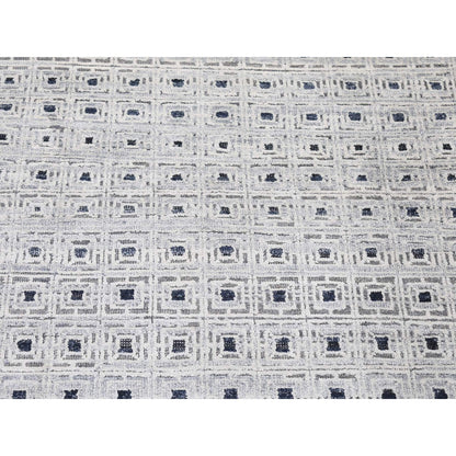 2'8"X8'1" Ivory Modern Pure Silk With Wool Hand Knotted Runner Rug