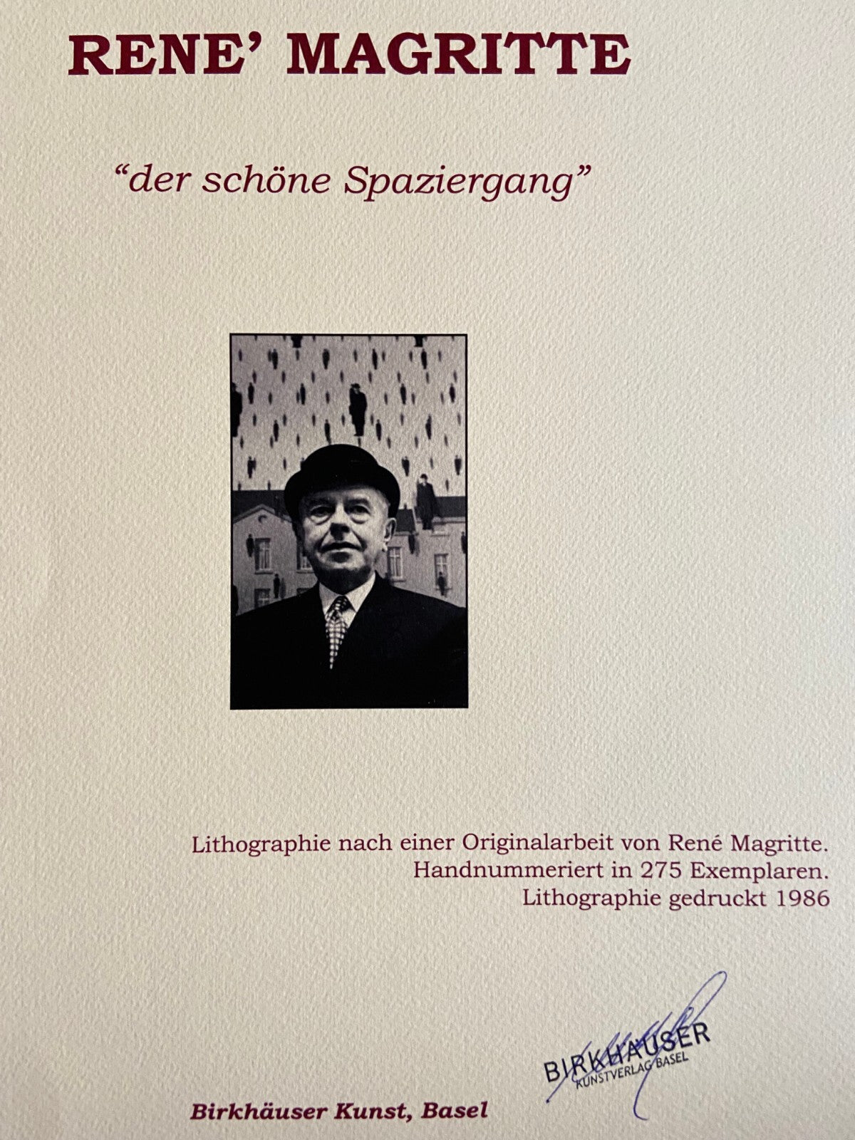 Ren Magritte Lithograph Coa Signed Numbered Hand Limited