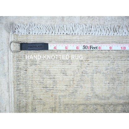 2'6"X5'10" Gray White Wash Peshawar Wool Hand Knotted Runner Rug