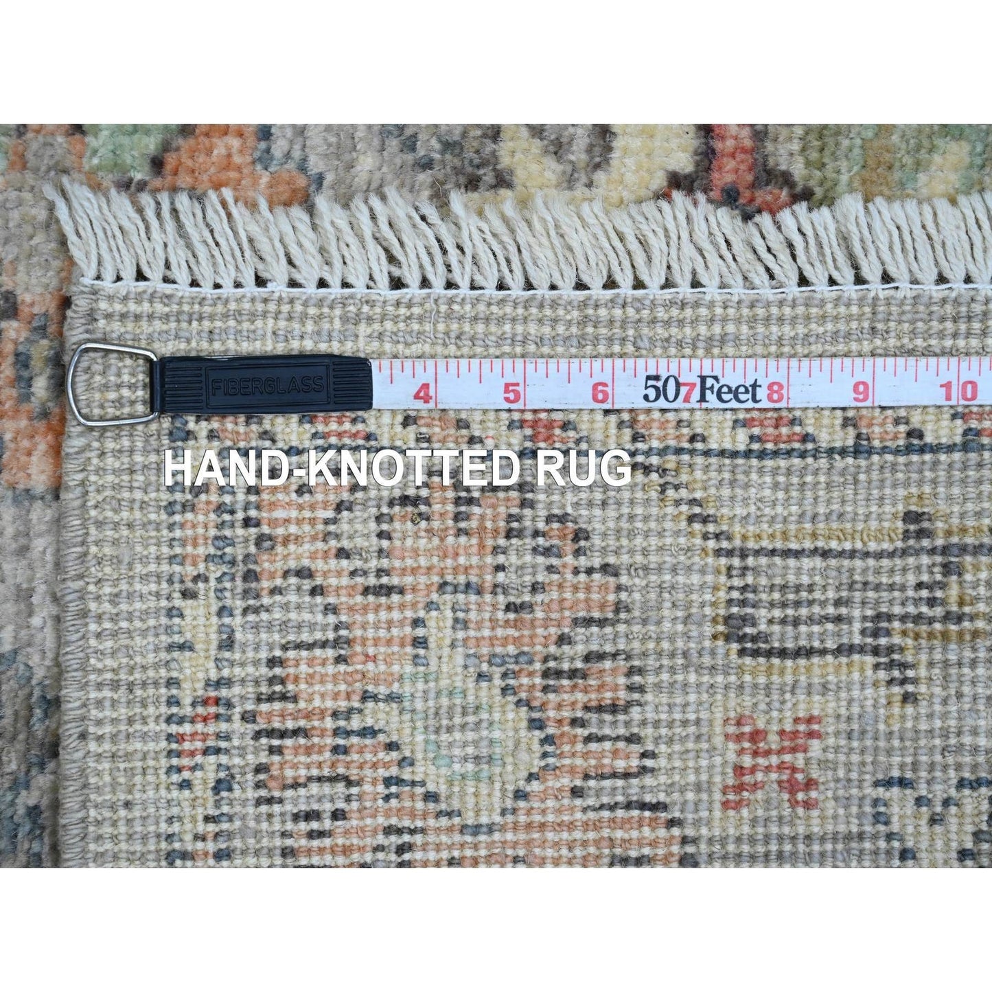 4'X6' Gray Hand Knotted Afghan Angora Oushak All Over Pattern Wool Rug