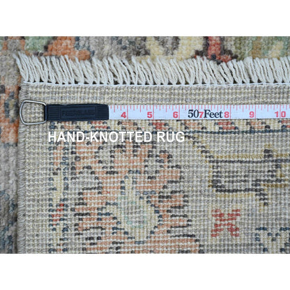 4'X6' Gray Hand Knotted Afghan Angora Oushak All Over Pattern Wool Rug