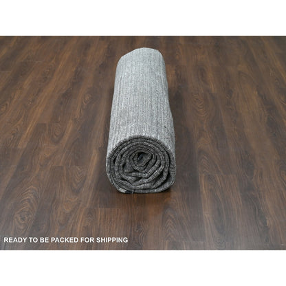10'x14' Taupe Modern Textured Design Wool & Silk Hand Loomed Oriental Rug