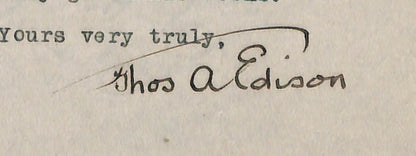 Thomas Edison Auto/Signed Vintage 1922 Tls Letter
