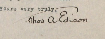 Thomas Edison Auto/Signed Vintage 1922 Tls Letter