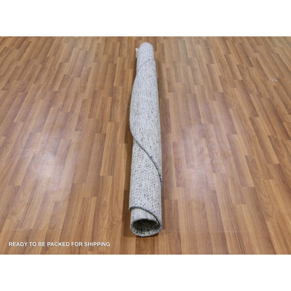 6'X6' Silver Chalice Gray Undyed Wool Grass Design Hand Knotted Round Rug