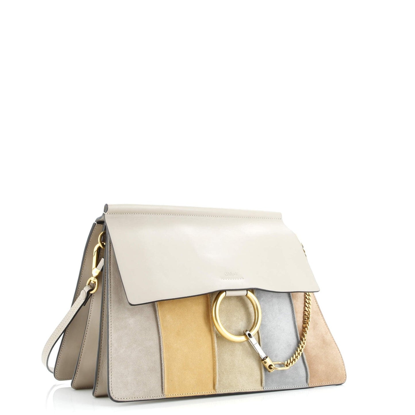 Chloe Faye Shoulder Bag Stitched Suede And Leather Medium