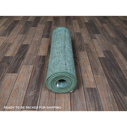 2'4"X11'2" Blue Overdyed Vintage Zoroastrian Hand Knotted Wool Runner Rug