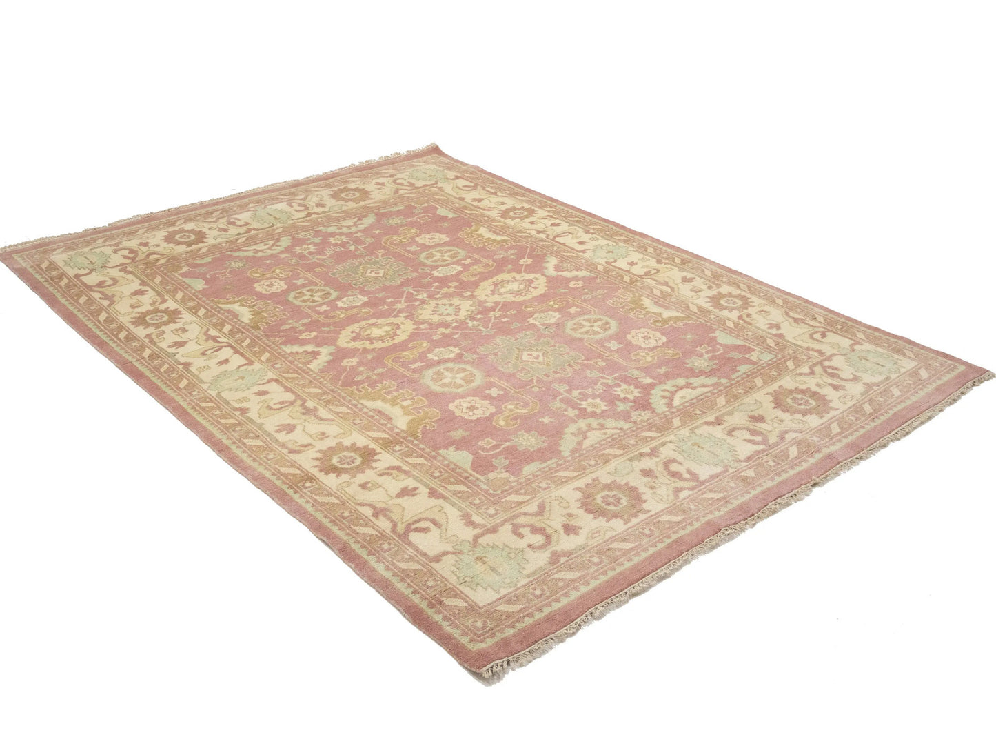 Hand-Knotted Oushak Chobi Oriental Rug Floral Muted Dcor Carpet 9X12 ft