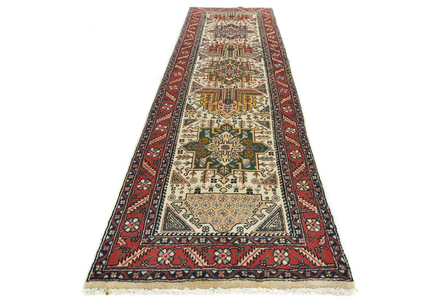 Hand-Knotted Wool Oriental Runner Rug 3X12 ft