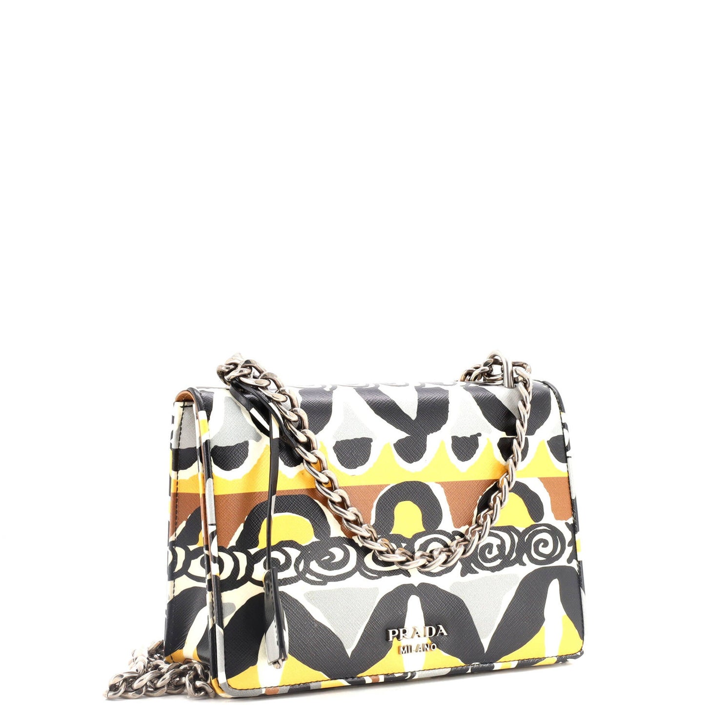Prada Chain Flap Bag Printed Saffiano Leather Medium