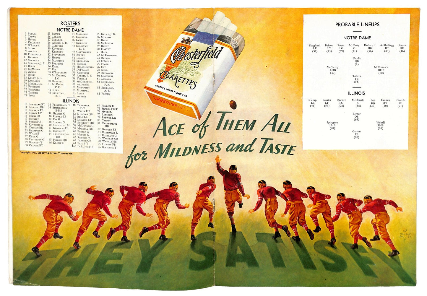 10/9/1937 Notre Dame vs. Illinois College Football Game Program 185902