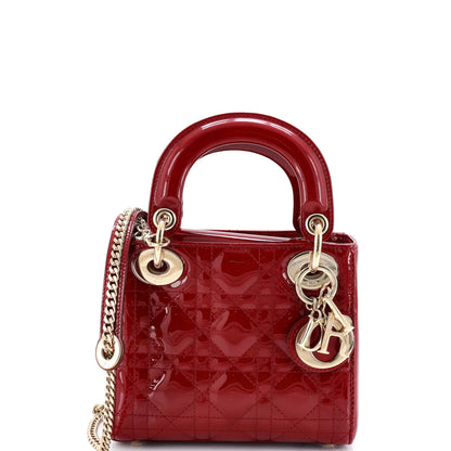 Christian Dior Lady Dior Chain Bag Cannage Quilt Patent Mini
