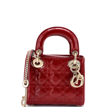 Christian Dior Lady Dior Chain Bag Cannage Quilt Patent Mini