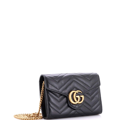 Gucci Gg Marmont Chain Wallet Matelasse Leather Mini