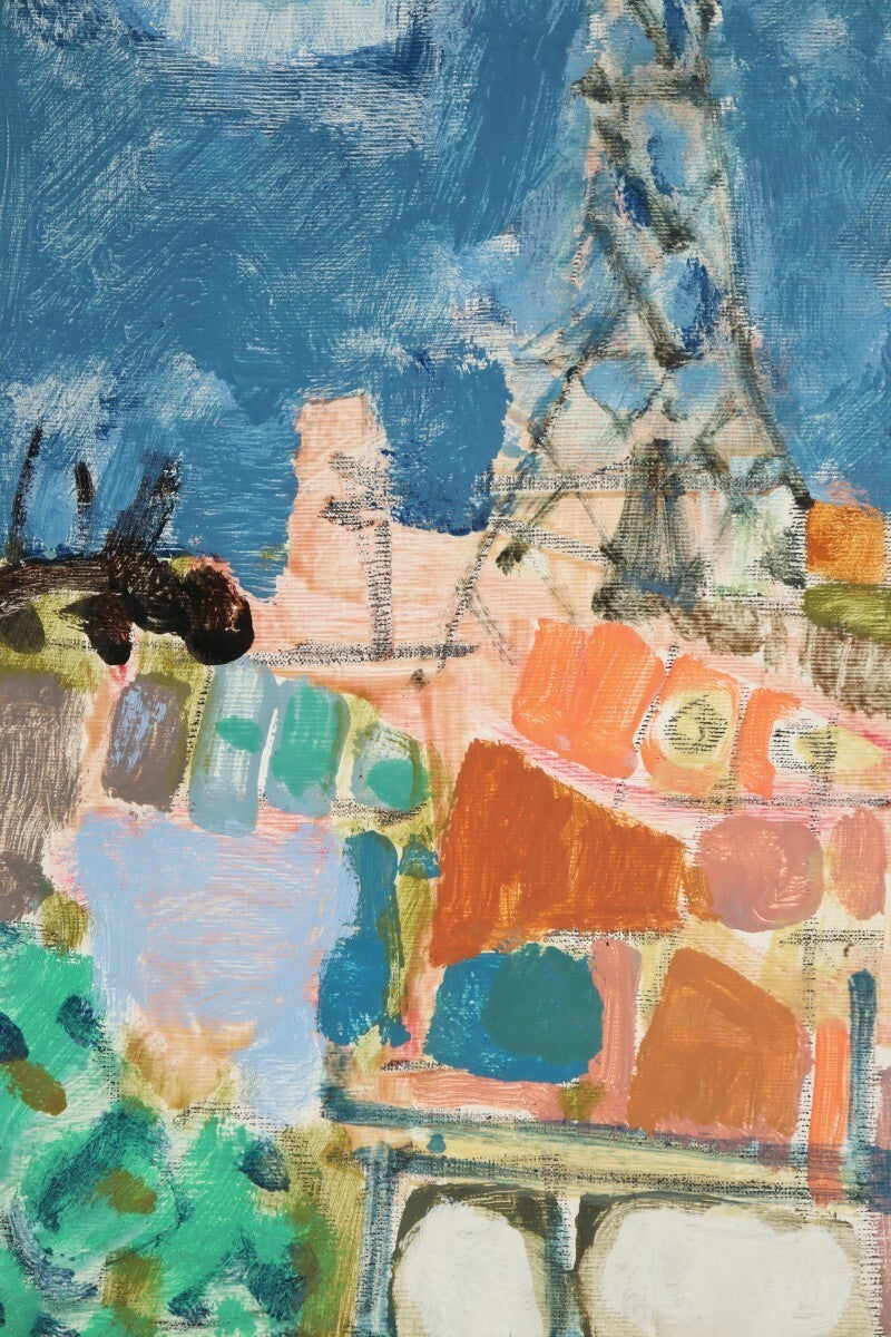 Gilles Gorriti Eiffel Tower Oil Painting Signed French Modern Art Aizpiri Style